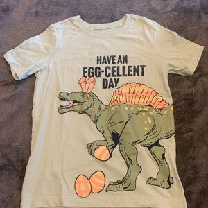 Carter's Cream and Orange Short Sleeve Tee with Dinosaur Design
